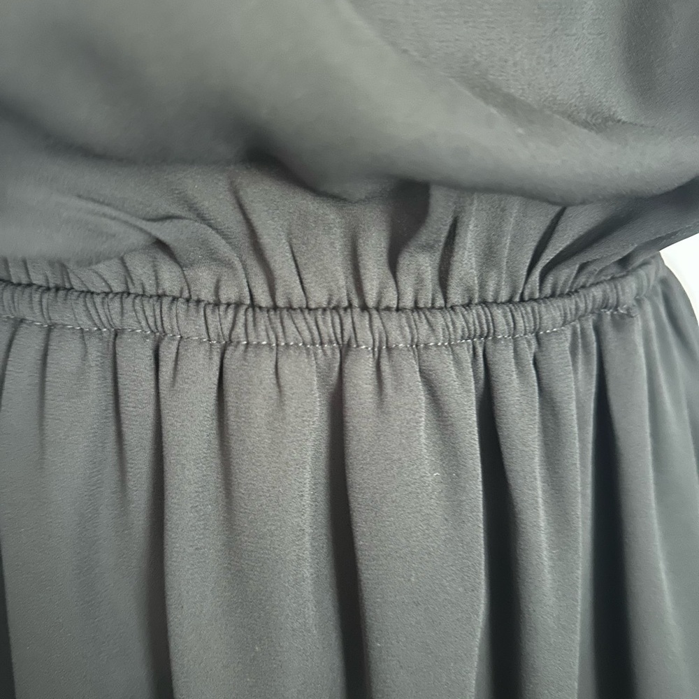 Maitai Black Lace Yoke Chiffon Dress | Elastic Waist | Short Sleeve (1160-6) - Picture 7 of 10